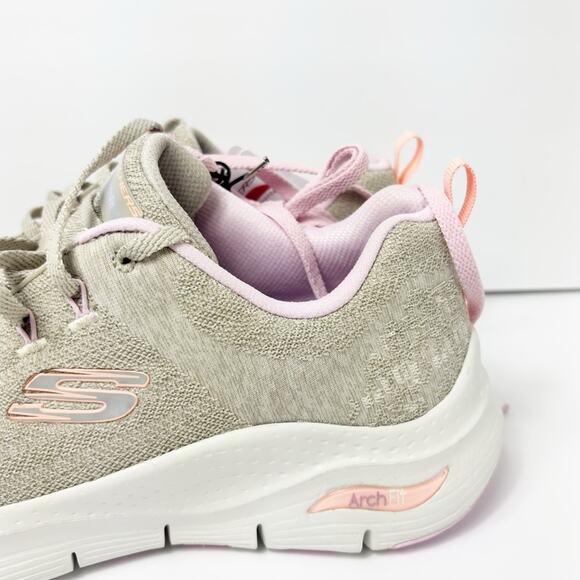 SKECHERS WOMEN ARCHFIT COMFY WAVE BEIGE PINK SIZE US 10 NEW WITH TAGS - Picture 6 of 6